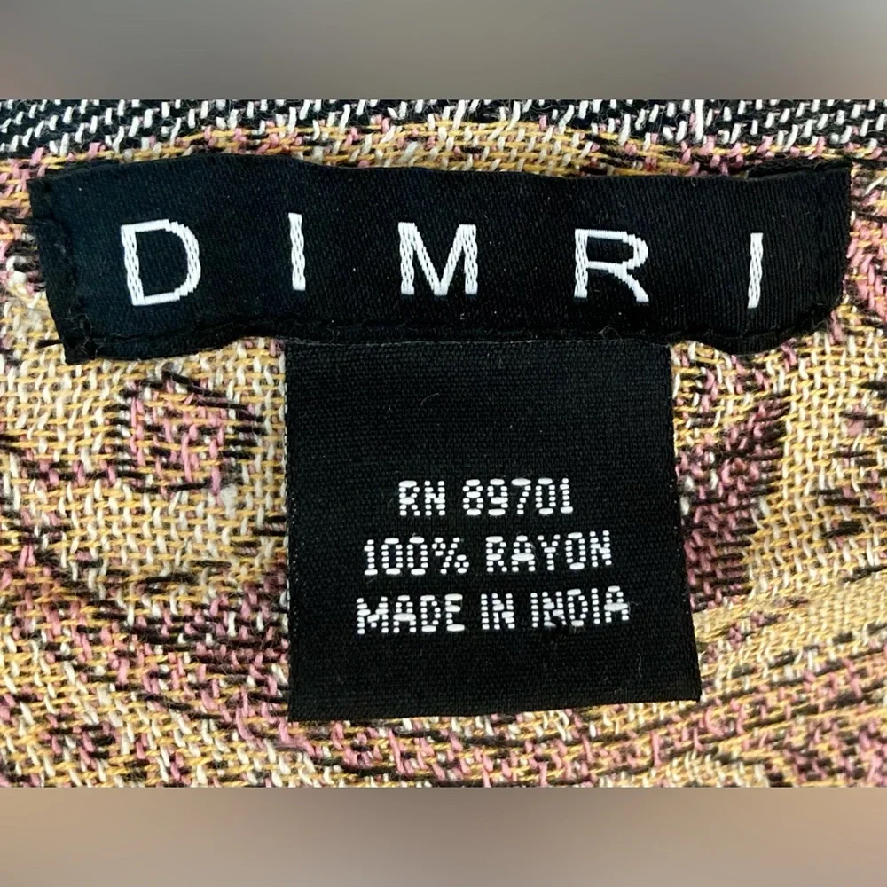 Dimri Orange & Brown Print Rayon Shawl Scarf Wrap Oversized 84” x 26”